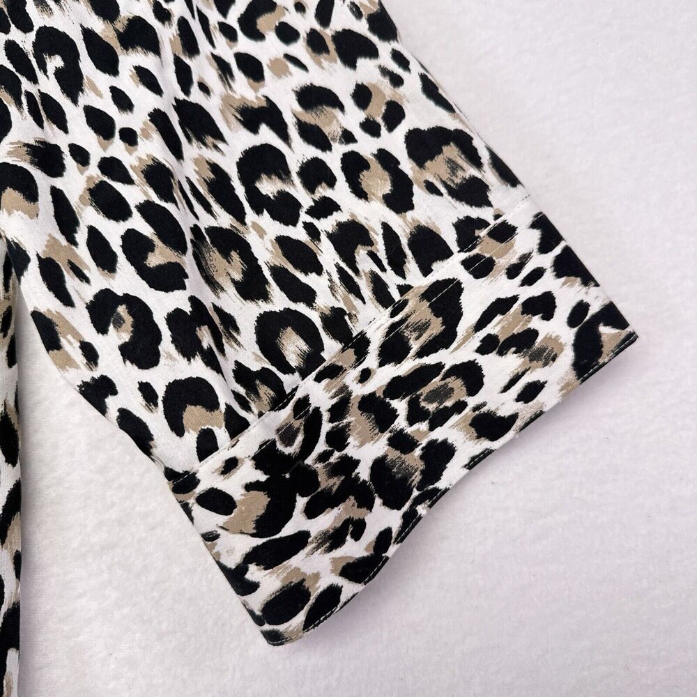 Foxcroft Top Womens Plus‎ Size 20 Shaped Leopard Print Button Front Wrinkle Free - Picture 3 of 9